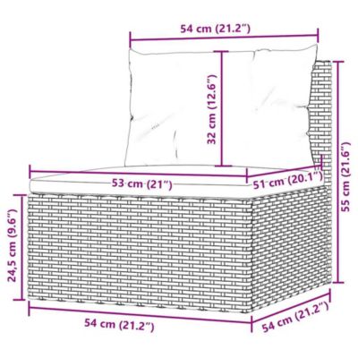 Patio Middle Sofa with Cushions Black Poly Rattan