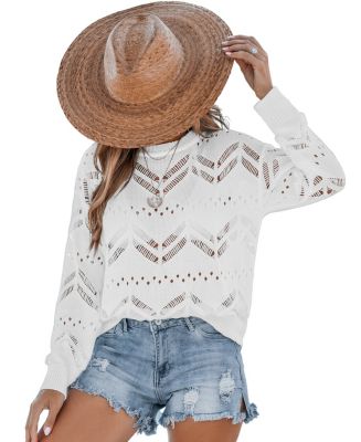 Cutout Round Neck Long Sleeve Cover-Up