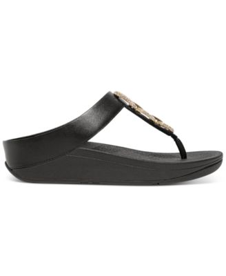 Women's Fino Crystal Chain Leather Toe-Post Sandals