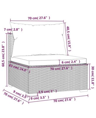 Patio Middle Sofa with Cushions Brown Poly Rattan