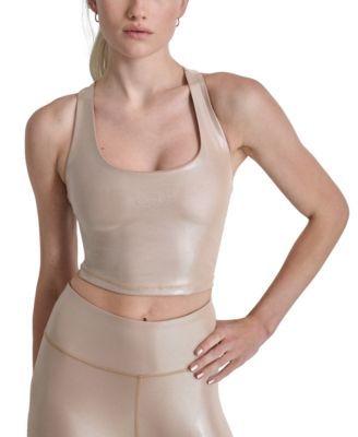 DKNY - Women's Foiled-Shine Racerback Crop Tank Top