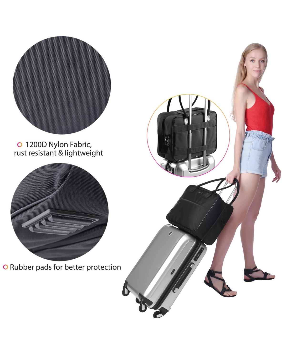 Byootique Makeup Bag Soft Sided Cosmetic Train Case 2 Layer Hangbag 4 Pouches
