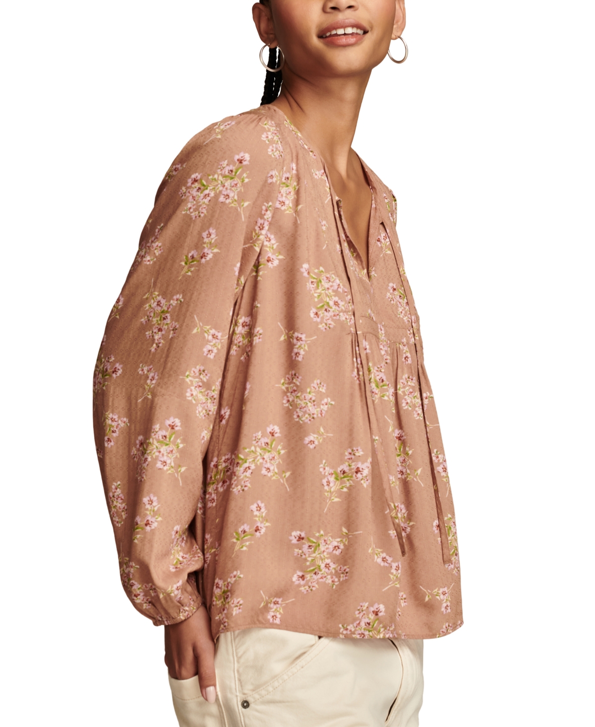 Lucky Brand Women's Printed Peasant Top