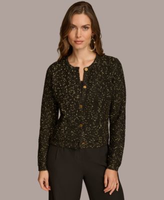 Donna Karan New York - Women's Metallic Flecked Knit Cardigan
