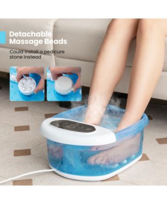Foot Spa Massager Tub with Removable Pedicure Stone and Massage Beads-Blue