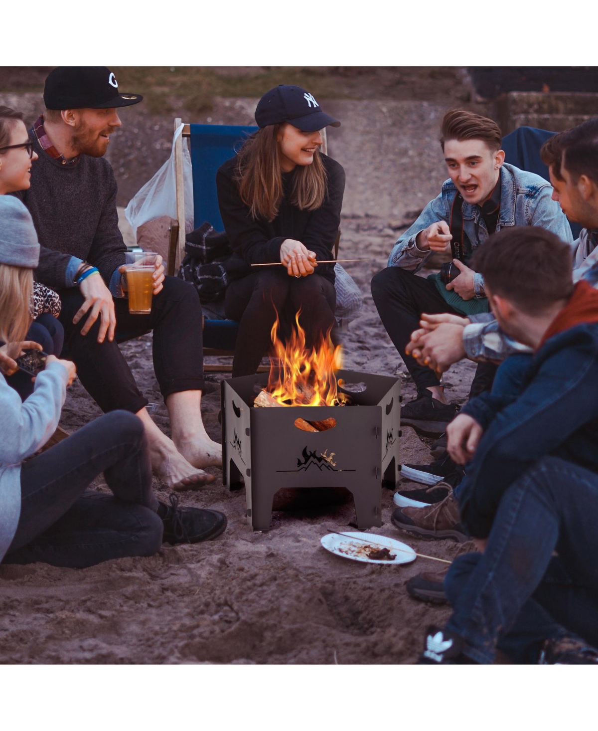 Inolait Inches Collapsible Portable Plug Fire Pit with Storage Bag