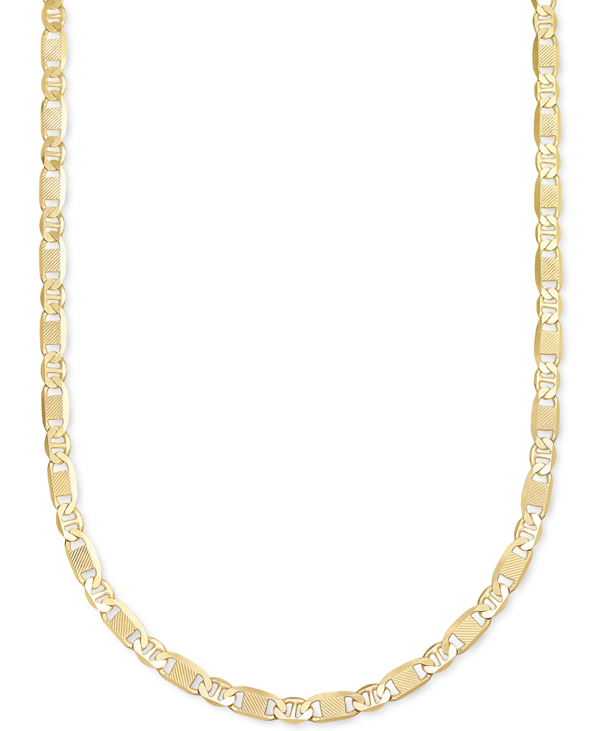 Men's Textured Mixed Mariner Link 22" Chain Necklace in 14 Gold-plated Sterling Silver - Silver