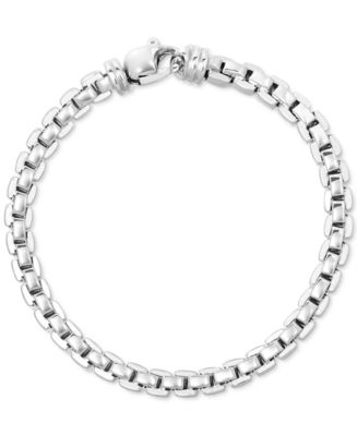 Italian Silver Men's Venezia Box Link Chain Bracelet in Sterling