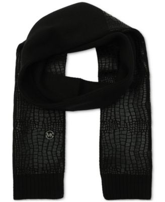 Michael Kors - Logo Charm Ribbed Trim Croc-Embossed Scarf