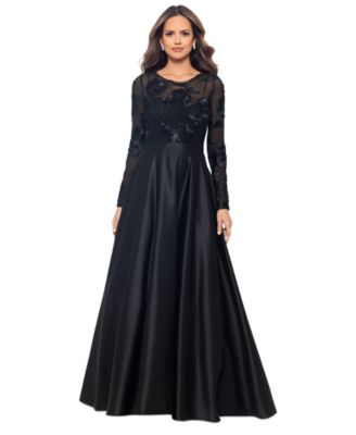 Betsy & Adam - Petite Long-Sleeve Embellished Soutache Gown