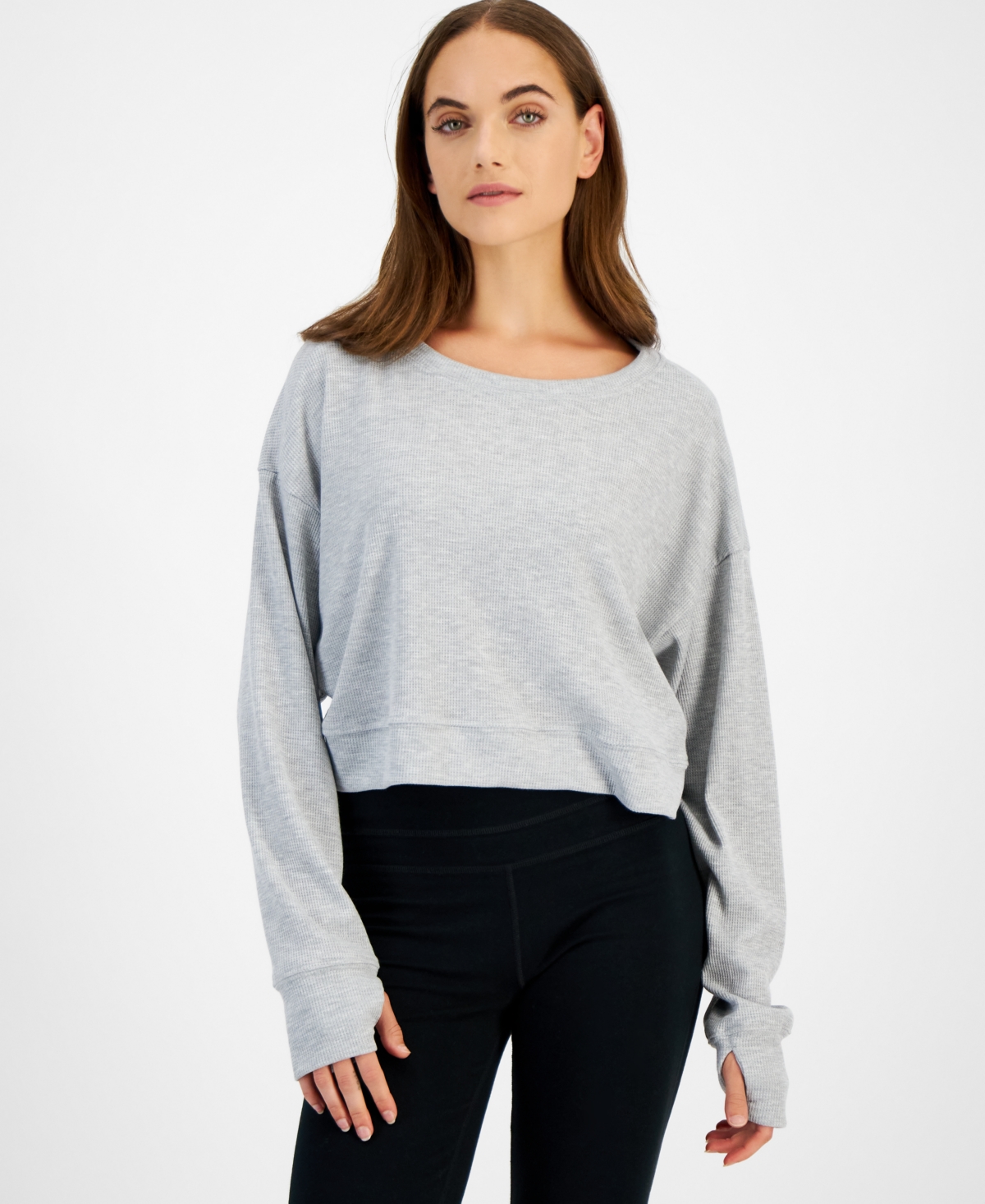 Women's Waffle-Knit Drop-Shoulder Top, Created for Macy's - Rose Tint