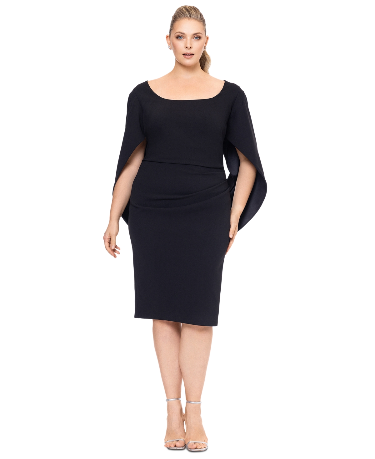BETSY & ADAM PLUS SIZE SCOOP-NECK CAPE SHEATH DRESS 