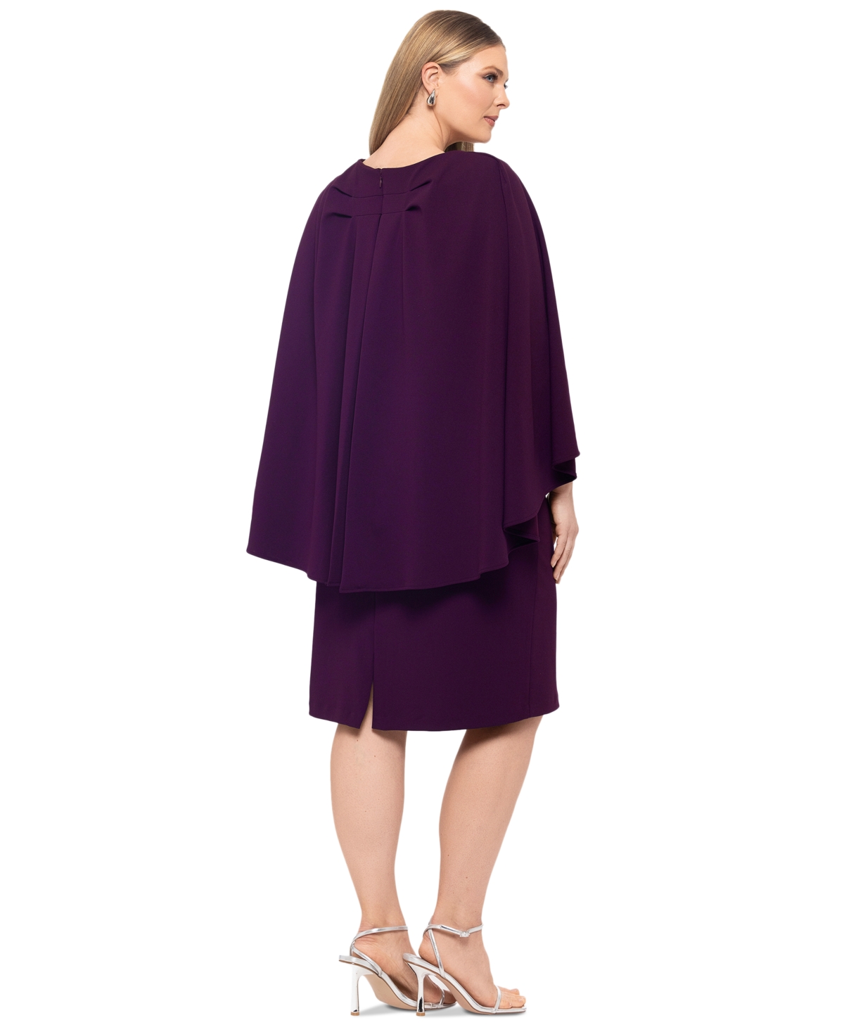 Betsy & Adam Plus Size Cape-Overlay Sheath Dress
