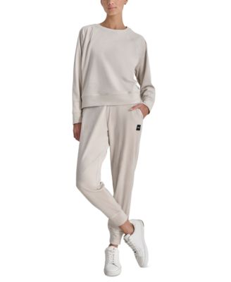 Женская толстовка с круглым вырезом из платинового велюра DKNY