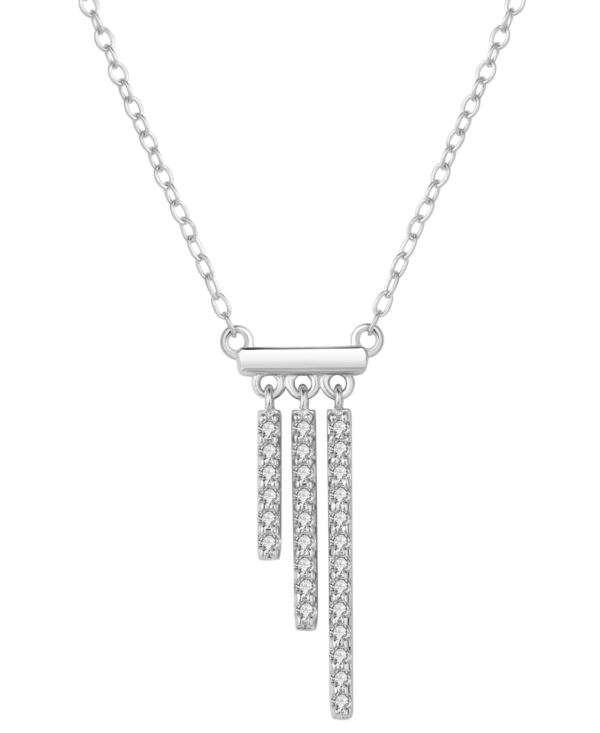 MACY'S DIAMOND ASYMMETRIC DANGLE BAR 18" PENDANT NECKLACE (1/5 CT. T.W.) IN STERLING SILVER 