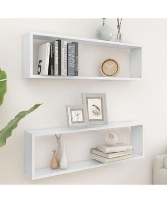 Wall Cube Shelves 2 pcs White 39.4"x5.9"x11.8" Engineered Wood