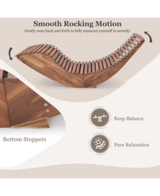 Outdoor Acacia Wood Rocking Chair with Widened Slatted Seat and High Back