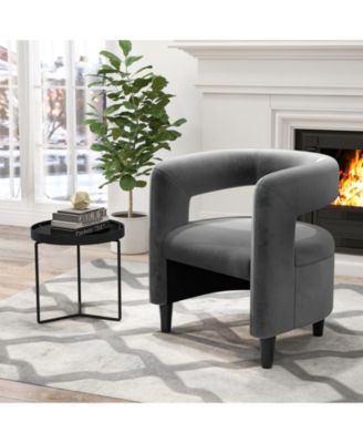 Comfy Accent Armchair with Footrest-Gray