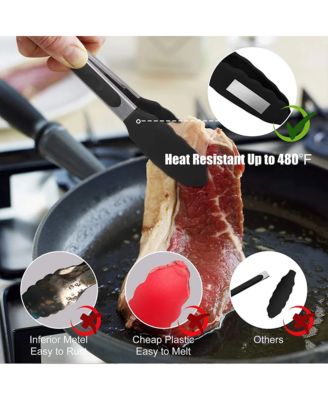 Kitchen Tongs Set with Silicone Tips Heat Resistant