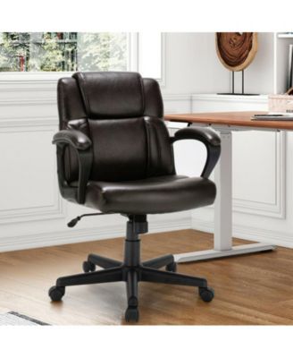 1 PC Adjustable Leather Executive Office Chair Computer Desk Chair with Armrest