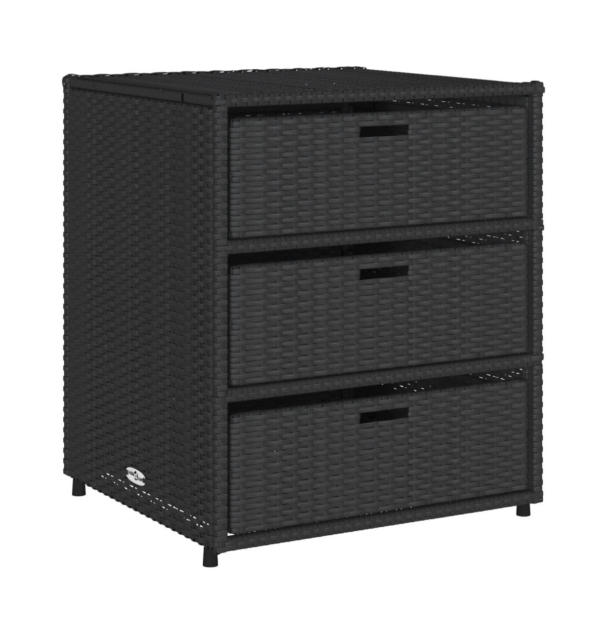 Patio Storage Cabinet Black 21.7"x23.2"x27.2" Poly Rattan - Black