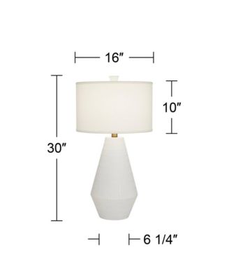 Luke 30" Tall Large Geometric Mid Century Modern End Table Lamp White Finish Single Living Room Bedroom