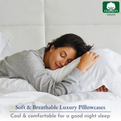 Luxury 800 Thread Count 2 Standard Pillowcases, 100% Cotton Sateen, Soft, Smooth & Thick, Fits Standard & Queen Size Pillows