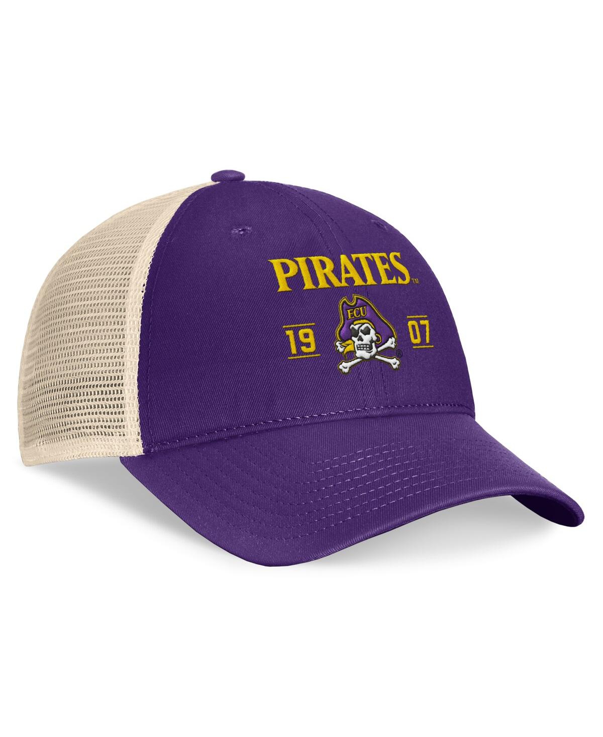Top Of The World Men's Purple Ecu Pirates Heritage Waylon Trucker Adjustable Hat In Purple,natural