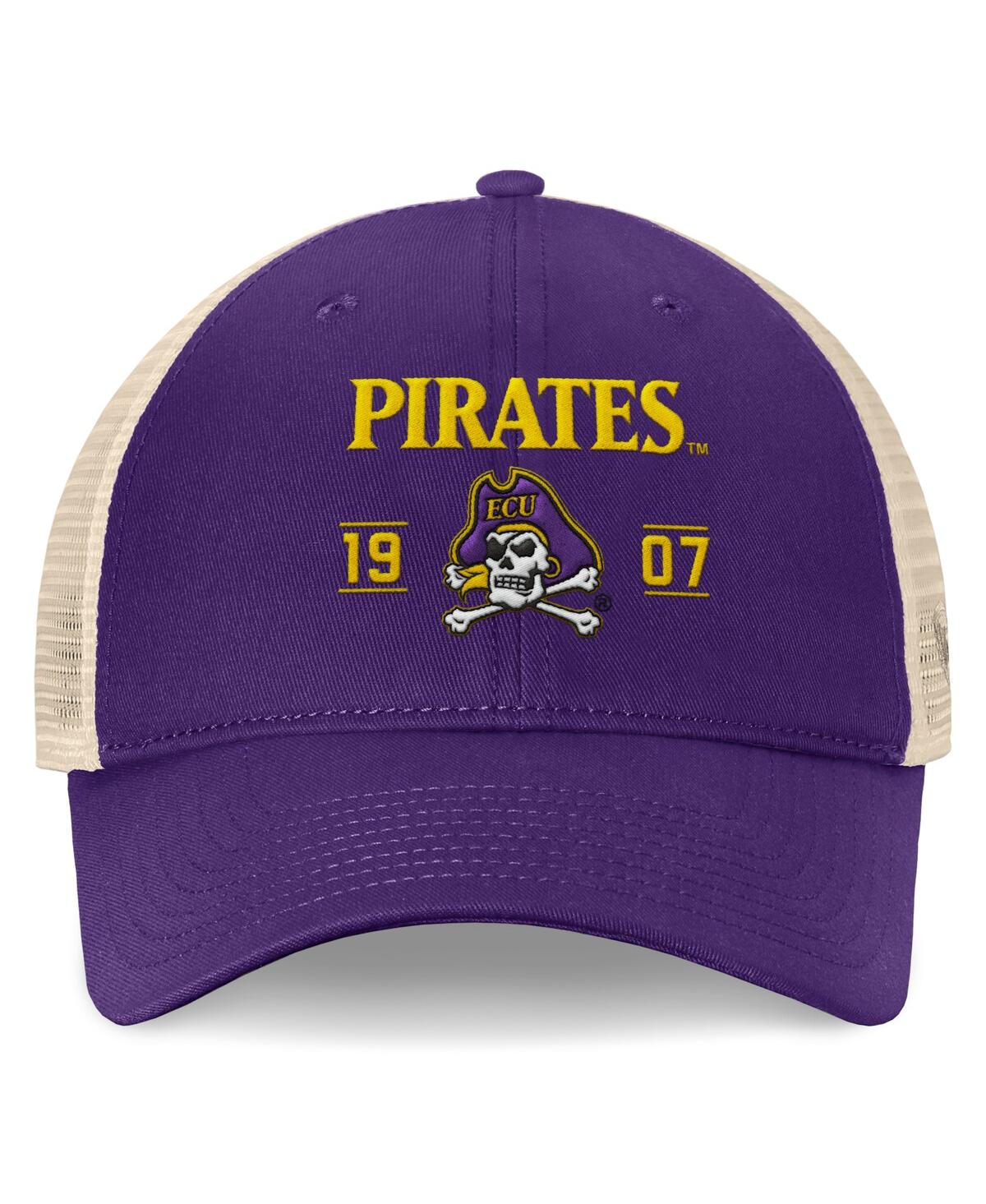 Top Of The World Men's Purple Ecu Pirates Heritage Waylon Trucker Adjustable Hat In Purple,natural