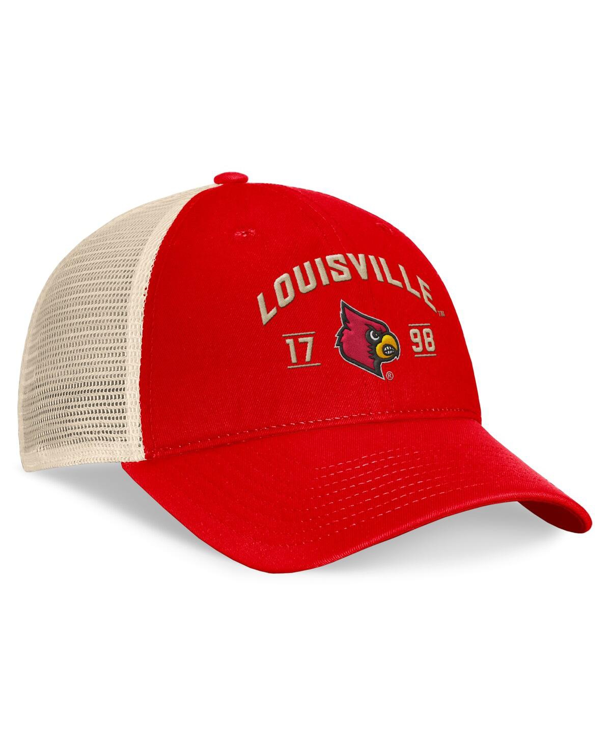 Top of the World Men'sLouisville Cardinals Heritage Waylon Trucker Adjustable Hat - Red, Natural