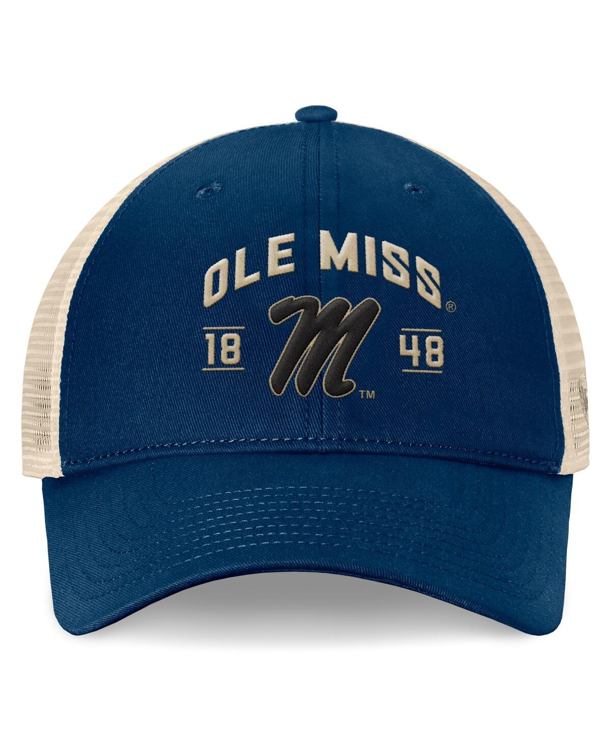 Top Of The World Men's Navy Ole Miss Rebels Heritage Waylon Trucker Adjustable Hat In Navy,natural