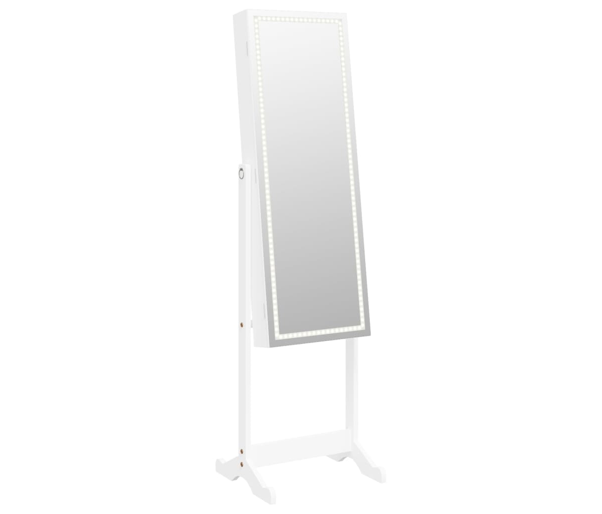 vidaXL Mirror Jewellery Cabinet with Led Lights Free Standing- White