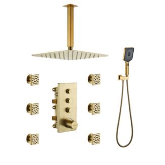 CASAINC 3 Functions 12 Inch Ceiling Mounted Thermostatic Shower System ...