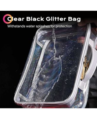 Set of 2 Clear Makeup Bag Cosmetic Organizer Travel Toiletry Pouch Handle Zipper for Makeup Artist Pink