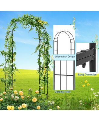 Garden Arch Arbor Trellis Pergola 7.5 ft Metal Archway for Climbing Plants Party