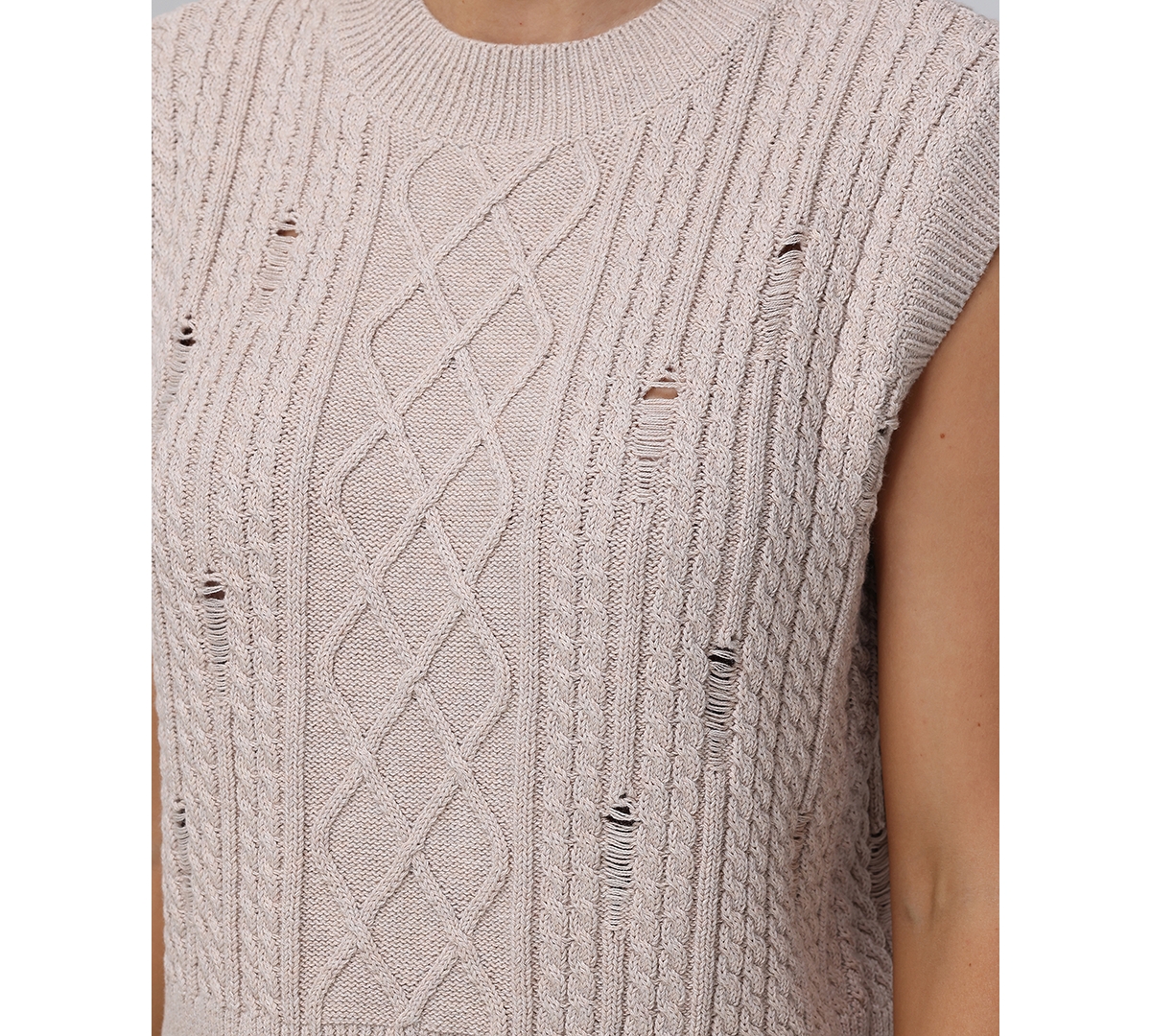 Frye Women's Cotton Sleeveless Distressed Crewneck Sweater