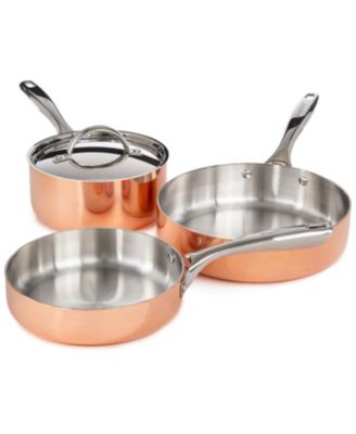 Vintage 4pc Tri-Ply Copper Cookware Set with Lids, Polished