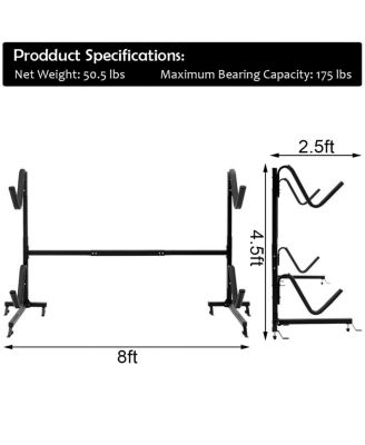 Freestanding Height Adjustable Dual Kayak Storage Rack
