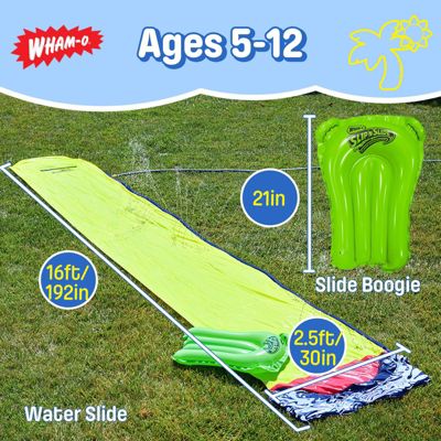 Wham-O Slip N Slide 16ft Water Slide with Slide Boogie, Outdoor Backyard Slip and Slide Super Slip Waterslide for Kids Ages 5-12
