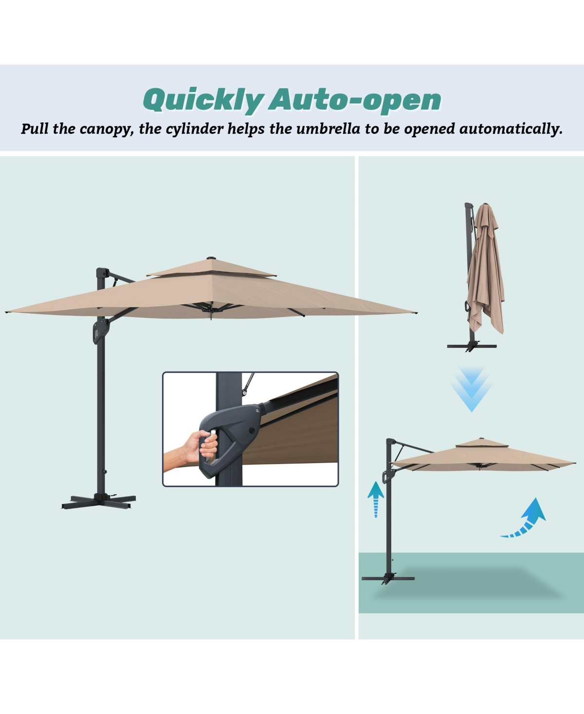Boyel Living ft. Square Aluminum and Steel Cantilever Outdoor Patio Umbrella with Cover and Base