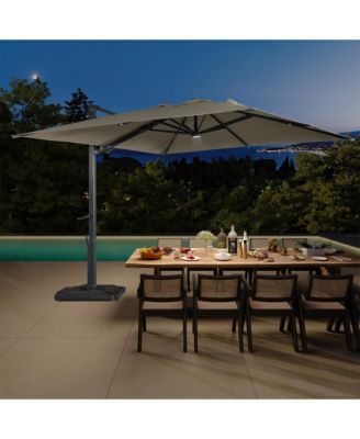 10 ft. 360 B0; Rotation Square Cantilever Patio Umbrella with Base and LED Light