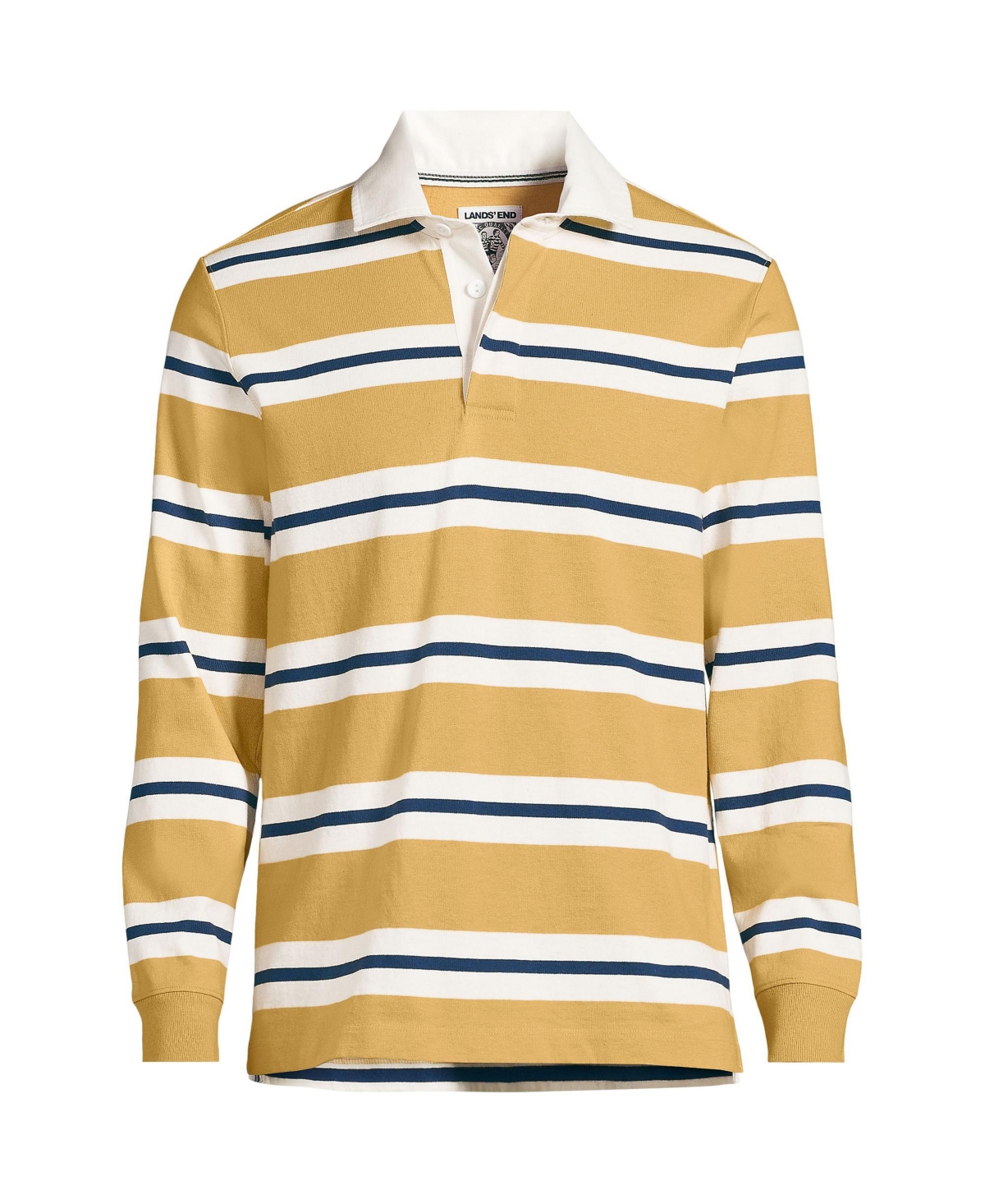Lands' End Big & Tall Sleeve Stripe Rugby Shirt -navy rugby stripe