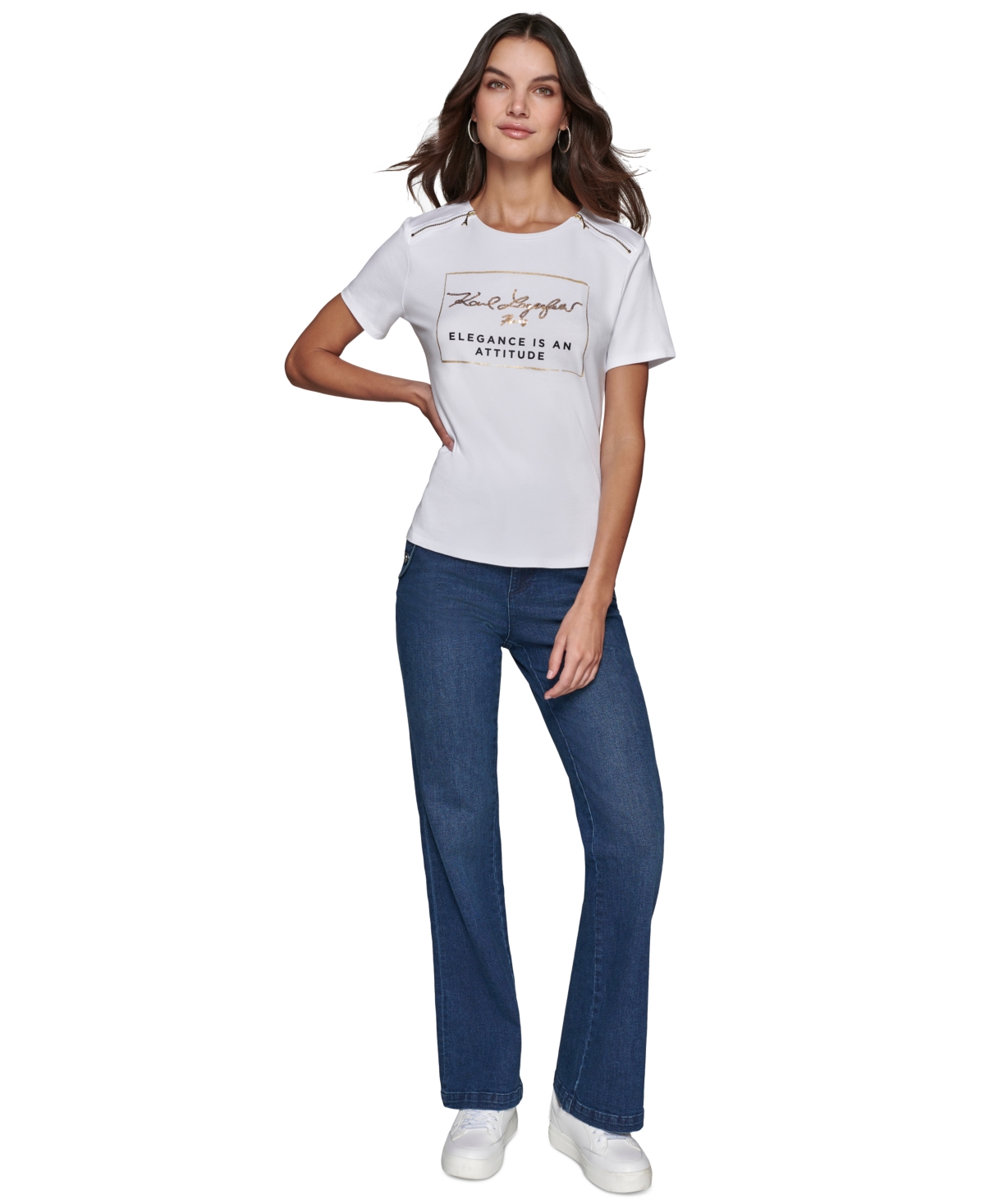 Karl Lagerfeld Paris Women's Embellished Graphic T-Shirt