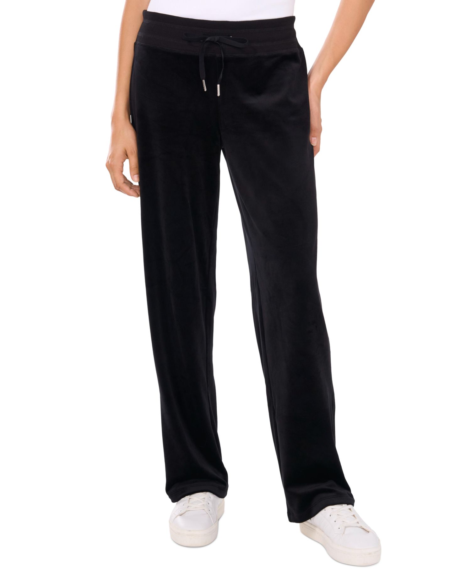 Women's Velour Drawstring-Waist Straight-Leg Pants