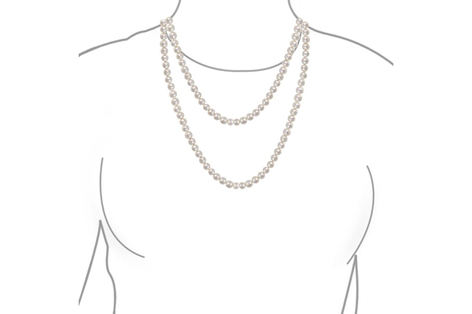 White Freshwater Pearl Endless Strand Necklace Long Double Wrap 36"