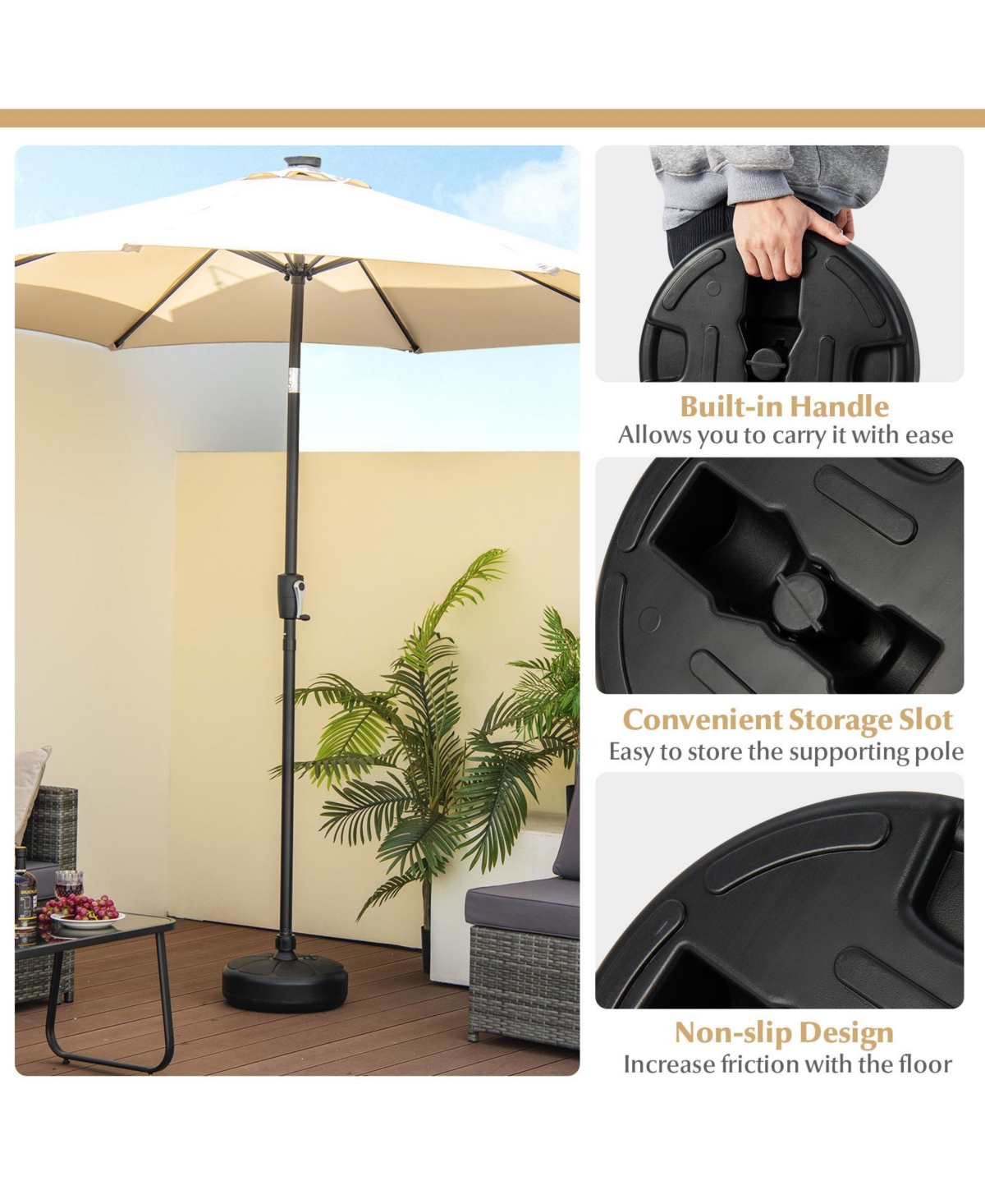 Givimo lbs Fillable Round Umbrella Base Stand for Yard Garden Poolside
