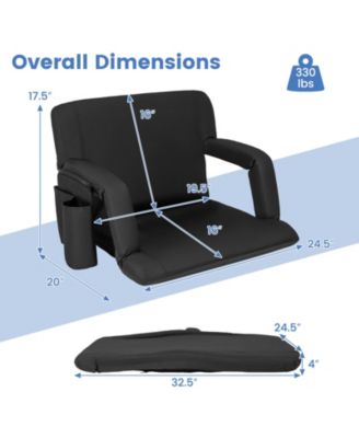 Stadium Seat for Bleachers with Back Support 6 Adjustable Positions-Black