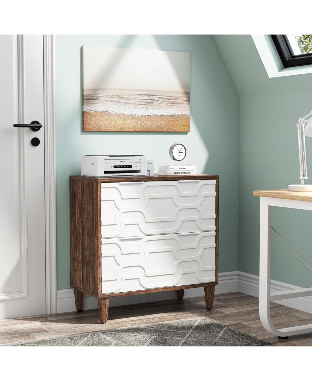 Tribesigns 2-Drawer File Cabinet, Lateral Filing Cabinet for A4/Letter/Legal Office Storage Cabinet, Printer Stand with Storage Drawer for Home