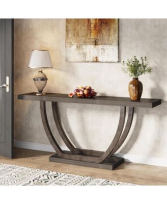 Console Table for Entryway: 63 Inches Farmhouse Wood Entry Foyer Table for Entrance, Narrow Long Sofa Table Behind Couch with Metal Legs