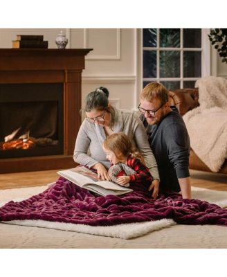 Premium Ruched Faux Fur & Mink Reversible Blanket, Throw